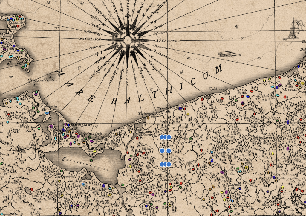 Mapa występowania potworów na terenie Księstwa Zachodniopomorskiego : prawdziwe złoto, przygotowana przez polskich badaczy wspaniała mapa występowania mitologicznych stworzeń na terenie pomorza. Nie daleko mnie żył smok!