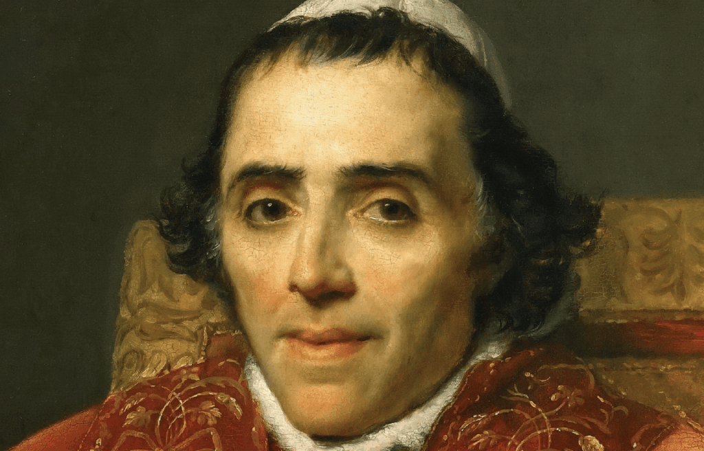 Pius VII : Barnaba Chiaramonti (1742–1823) – benedyktyński mnich, biskup Tivoli i Imoli, kardynał, w roku 1800 zostaje niespodziewanie wyniesiony na Stolicę Piotrową. Jego pontyfikat był naznaczony starciem z porewolucyjną Francją.